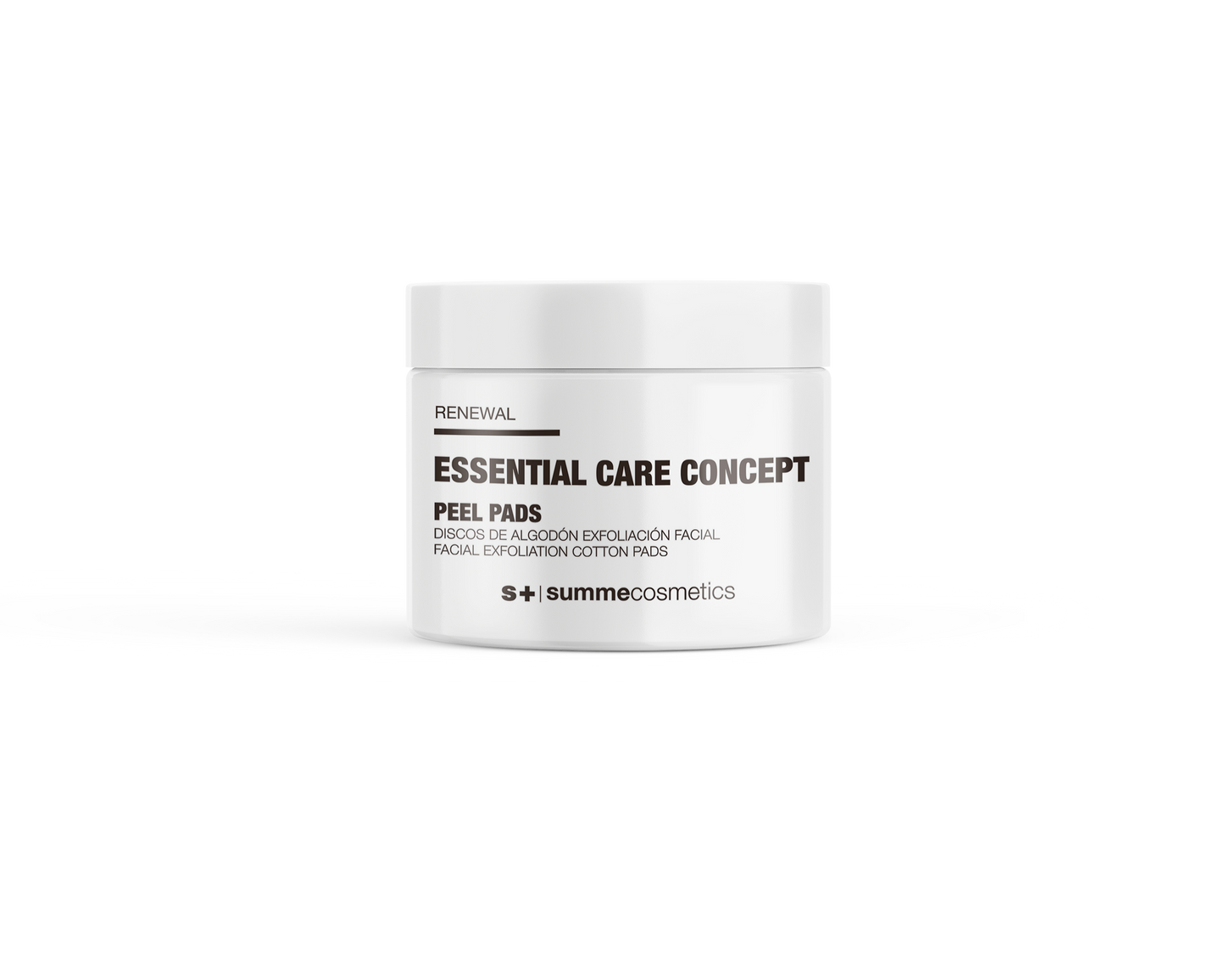 Concepto de cuidado esencial: DISCOS DE ALGODÓN PARA EXFOLIACIÓN FACIAL RENEWAL PEEL PADS