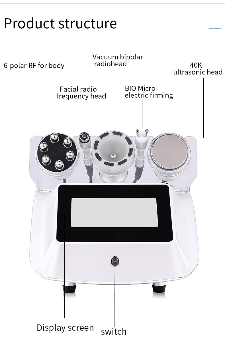 5 in 1 RF Cavitation Slimming Machine 40K Beauty Equipment Professional RF Cavitation Body Slimming Machine